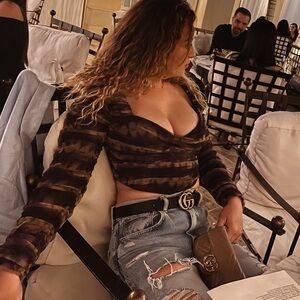 Zara Sheer Ruched Long Sleeve Mesh corset Top